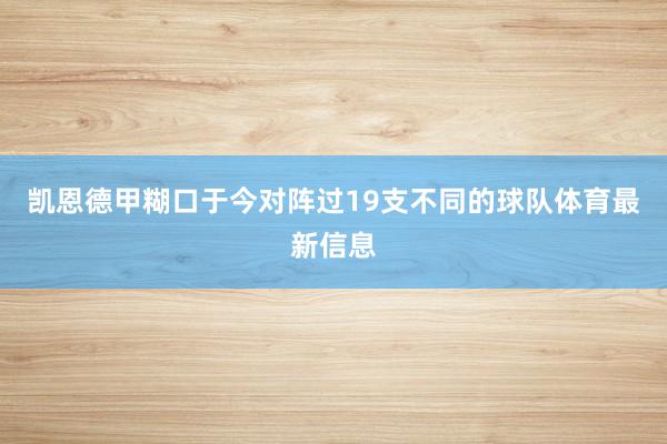 凯恩德甲糊口于今对阵过19支不同的球队体育最新信息