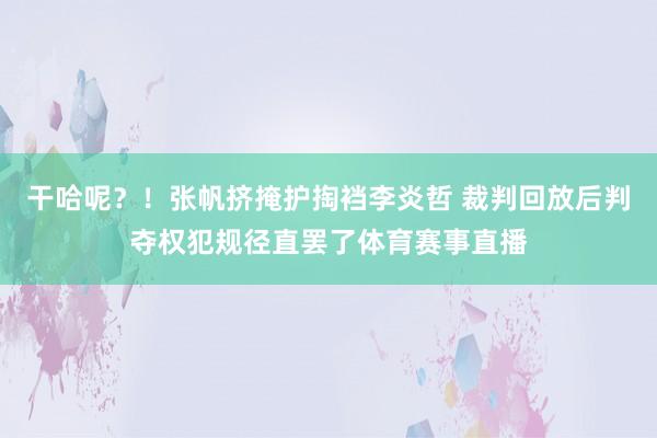 干哈呢？！张帆挤掩护掏裆李炎哲 裁判回放后判夺权犯规径直罢了体育赛事直播
