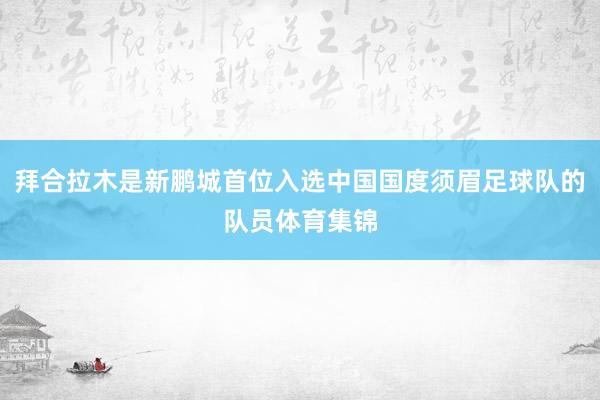 拜合拉木是新鹏城首位入选中国国度须眉足球队的队员体育集锦